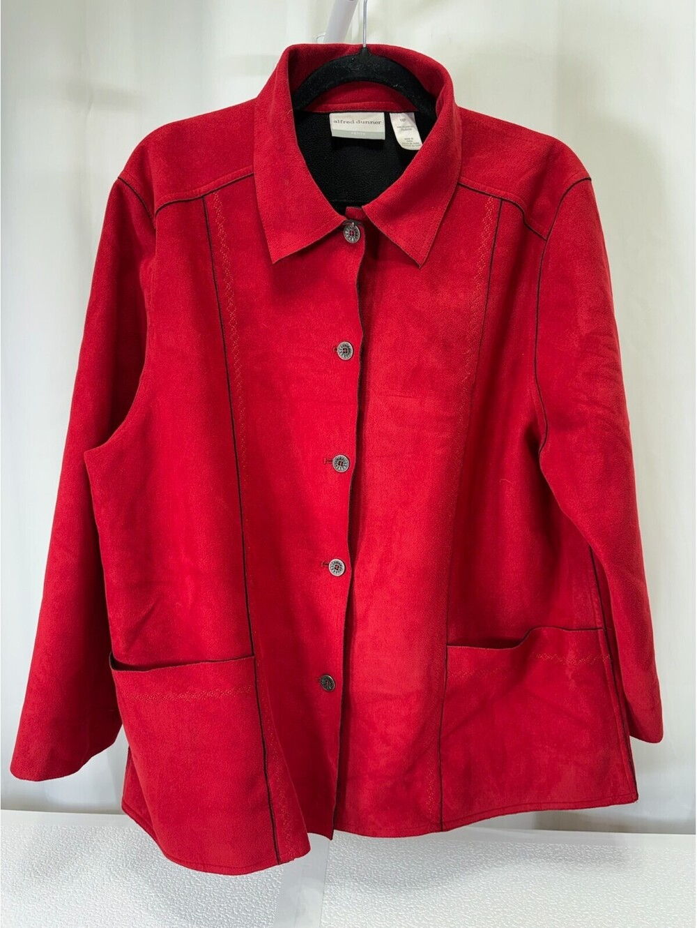 Alfred Dunner Red Button-Up Jacket with Black Lining 236D